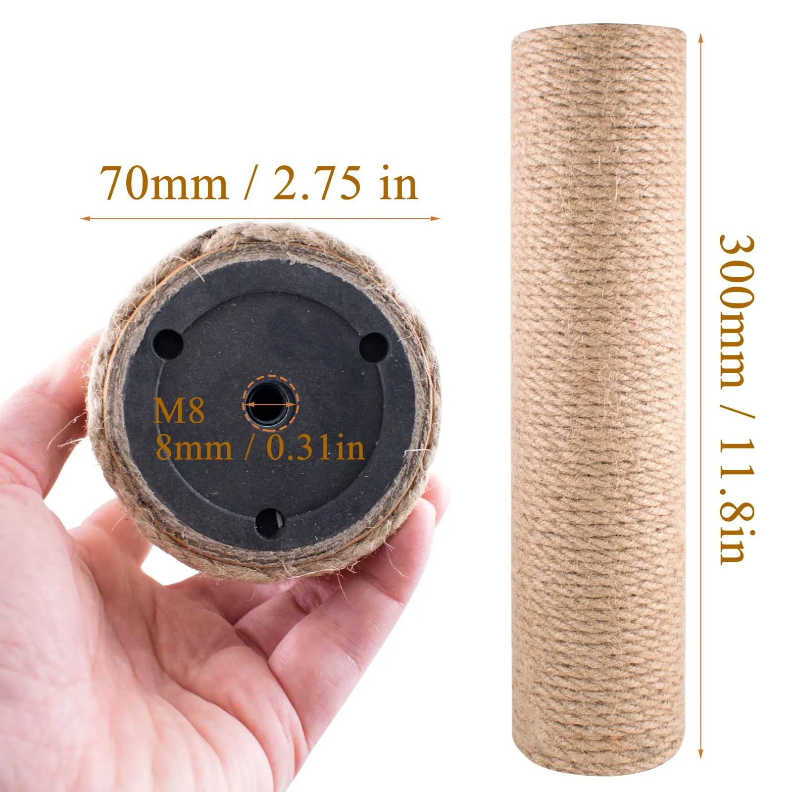 12 Inch Cat Scratching Posts Jute Rope Replacement Refill for Cats Tower Kittens Scratch Pole Perch Interactive Toys Carpeted Furniture Scratching Deterrent Tree Indoor or Wall 2 Pack Sisal