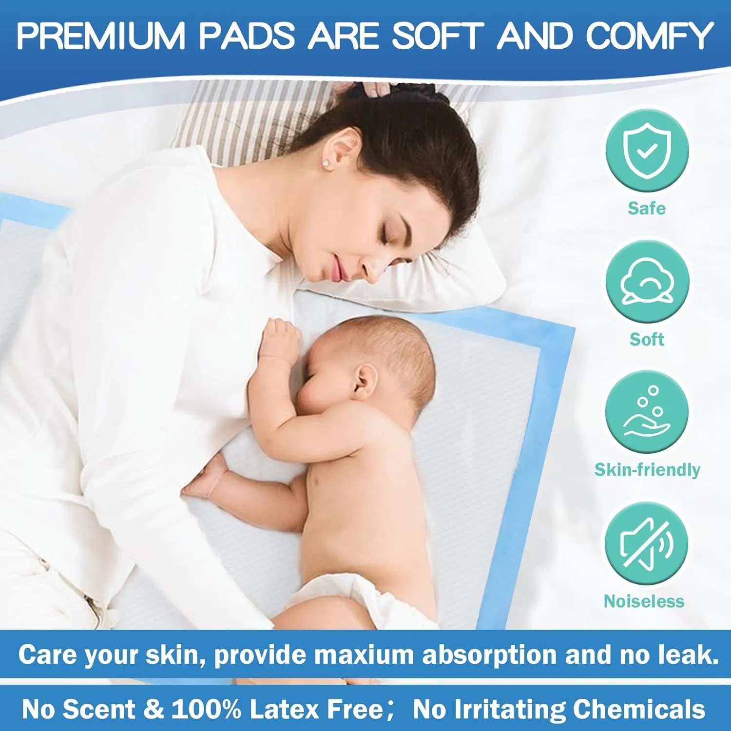 150 Count Premium Chucks Pads 22"x23" Disposable, Ultra Absorbent Adults Incontinence Underpads Leakproof, Waterproof Puppy Training Pee Pads Leakproof, Baby Changing Liner