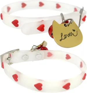 2 Pack Reflective Cat Collars Breakaway with Bell, Adjustable, Safety, Personalized Tag with Lover, Ideal for Girl Boy Cats, Glow in The Dark(5-11 Inch) (red)
