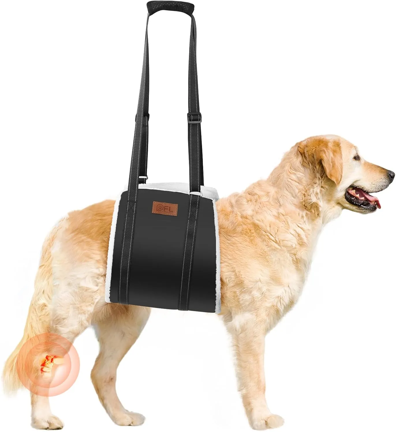 20-150 lbs Dog Lift Harness, Dog Sling for Large Dogs Hind Leg Support, Curved Plush Lining Dog Sling Carrier, Adjustable Dog Support Harness Helps Senior, Elderly, Injured Pet Black, Medium