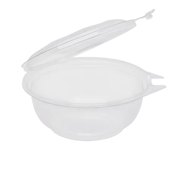 [240 sets] 24 oz Disposable Tamper Resistant Hinged Salad Bowls | PET