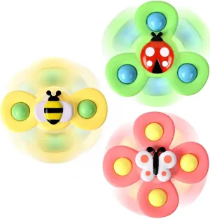 3PCS Suction Cup Spinner Toys for 1 2 Year Old Boys Spinning Toys Baby Toys 12-18 Months Sensory Toys for Toddlers 1-3 Easter Basket Stuffers Gifts for 1 Year Old Girls