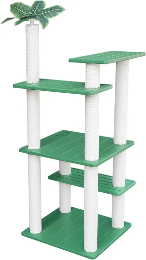 56 Inches Large Outdoor Waterproof Cat Tower, Multi-Level Cat Tree, for Outside and Indoor Cats, with PVC Board and Cat Scratching Posts