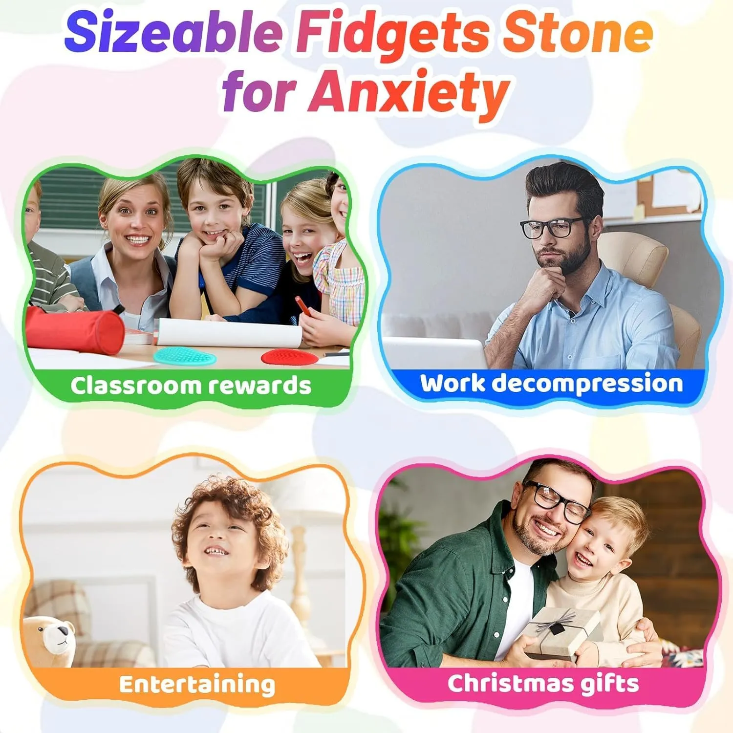 6pcs Fidget Toys Sensory Stone for KidsTextured Soft Worry Stone for Autism Kids Calming - Fidget Stress Toys for Students Anxiety Relief - Small Prizes Fidget Toys