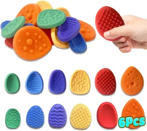 6pcs Fidget Toys Sensory Stone for KidsTextured Soft Worry Stone for Autism Kids Calming - Fidget Stress Toys for Students Anxiety Relief - Small Prizes Fidget Toys