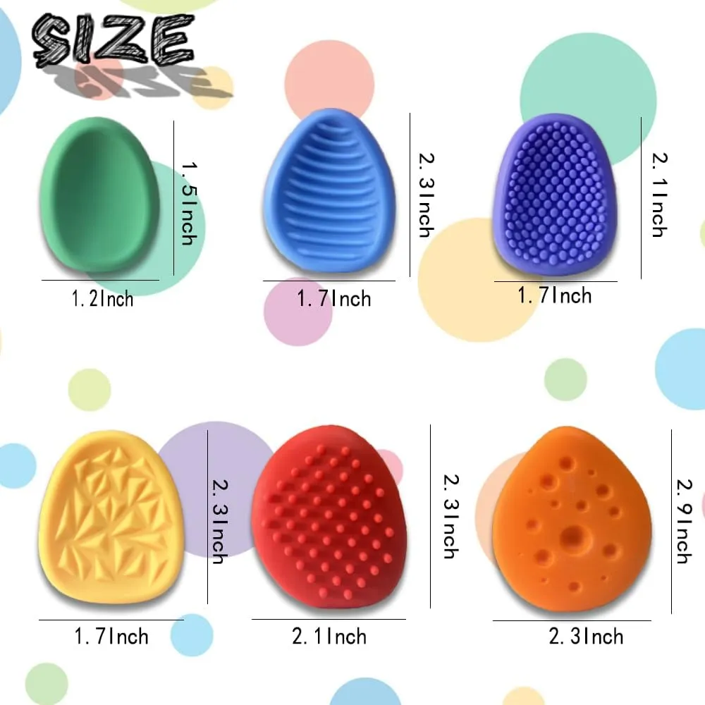 6pcs Fidget Toys Sensory Stone for KidsTextured Soft Worry Stone for Autism Kids Calming - Fidget Stress Toys for Students Anxiety Relief - Small Prizes Fidget Toys