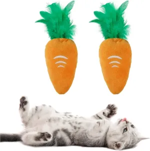 Andiker 2PCS Cat Chew Toys, Cute Pineapple Shape Soft Cat Plush Toys with Smooth Skin-Friendly Plush Fabric Containing Catnip Entertaining Interactive Cats Toy for Indoor Cats and Kitten (Orange)