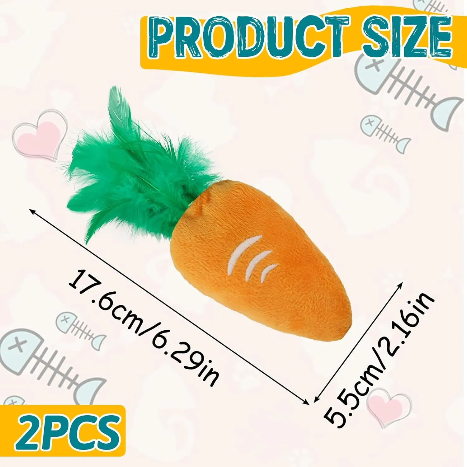 Andiker 2PCS Cat Chew Toys, Cute Pineapple Shape Soft Cat Plush Toys with Smooth Skin-Friendly Plush Fabric Containing Catnip Entertaining Interactive Cats Toy for Indoor Cats and Kitten (Orange)