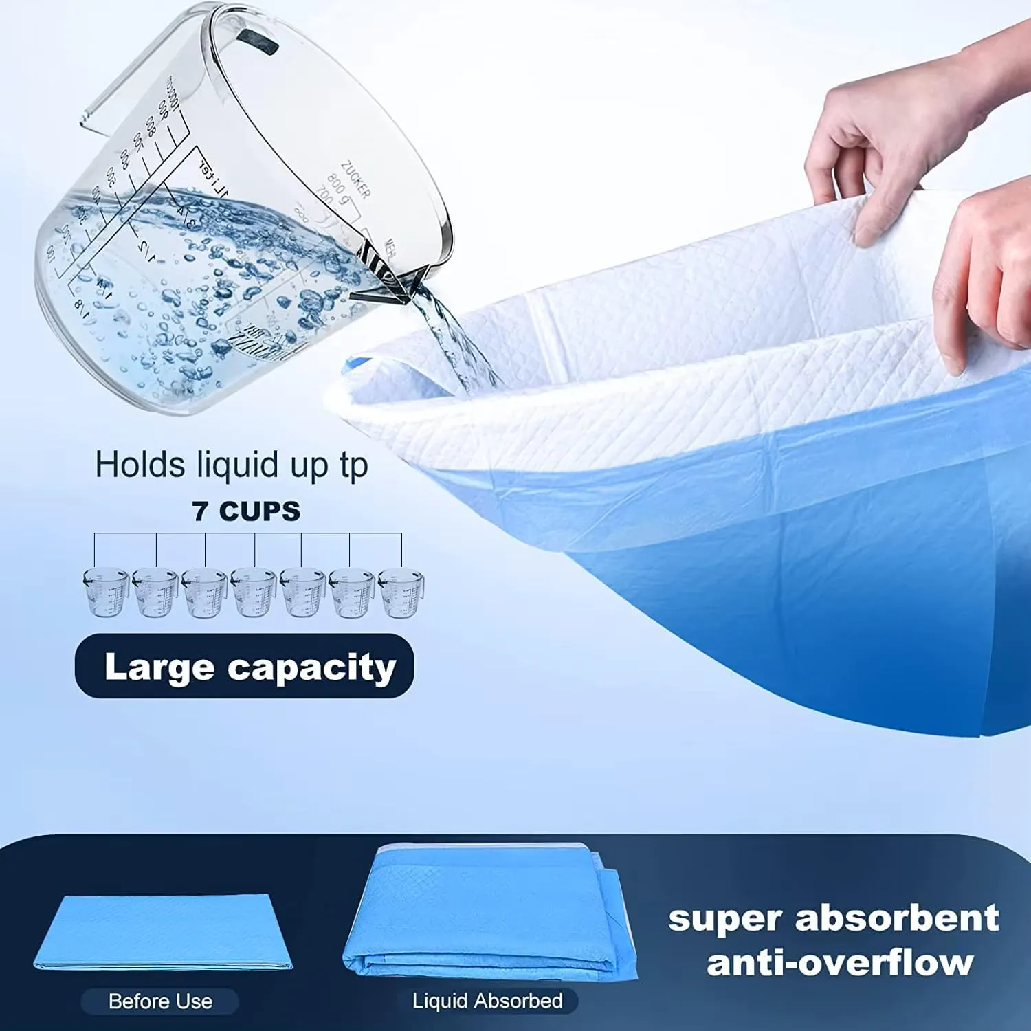 Aurora Pet Ultra-Absorbent Puppy Pee Pads  Large 24x24 Inch, Leak-Proof & Quick-Dry Potty Training Pads (40-Pack), Durable Protection for Dogs  Blue & White