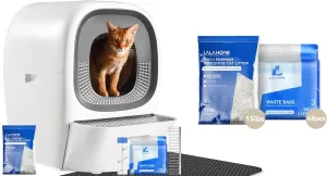 Auto Refill Cat Litter Box Automatic Litter Box Self Cleaning Litter Box for Multiple Cats, Odor-Removal/App Control/Safety System, Smart Electric Kitty Litter Box Waste Liners & Clumping Litter