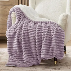 Bedsure Sherpa Throw Blanket for Couch - Super Soft Cozy Fleece Thick Warm Blanket for Winter, Plush Purple Throw Gift for Women, 50x60 Inches