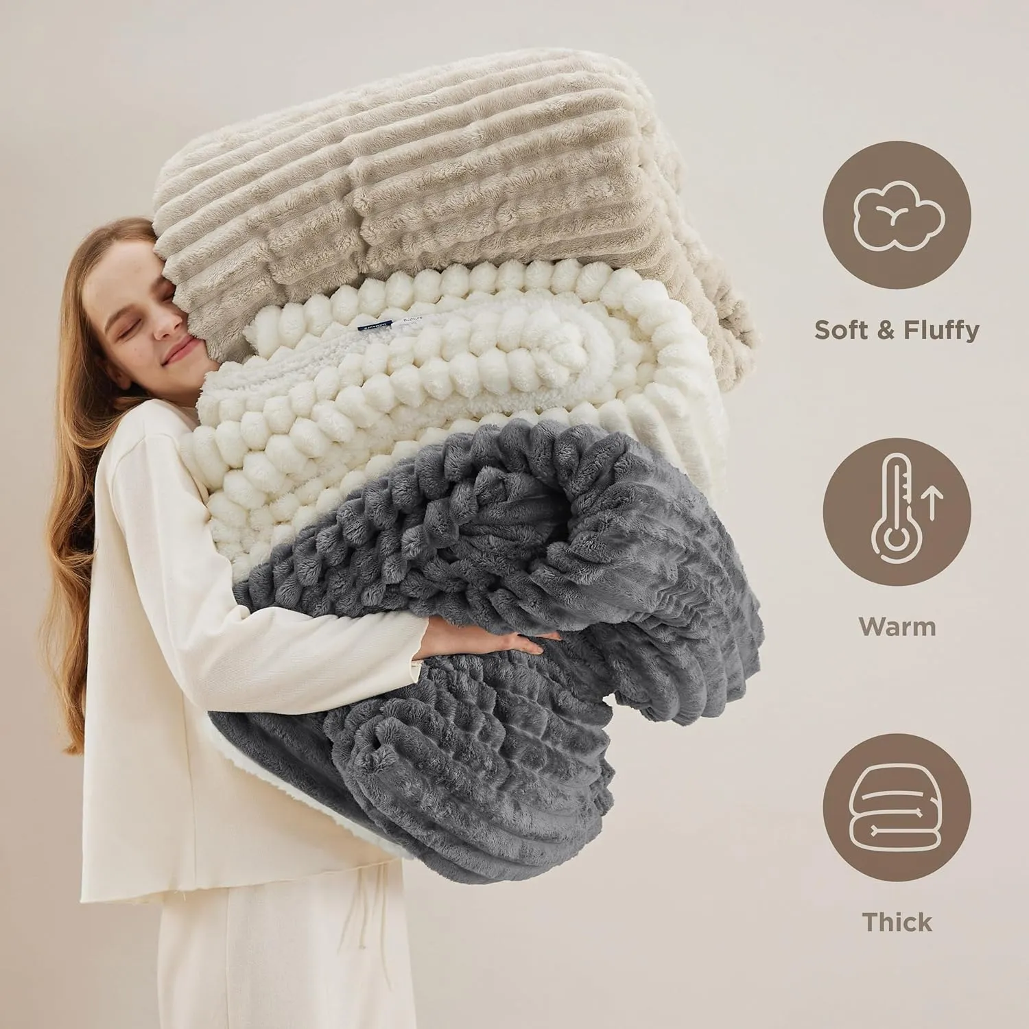 Bedsure Sherpa Throw Blanket for Couch - Super Soft Cozy Fleece Thick Warm Blanket for Winter, Plush Purple Throw Gift for Women, 50x60 Inches
