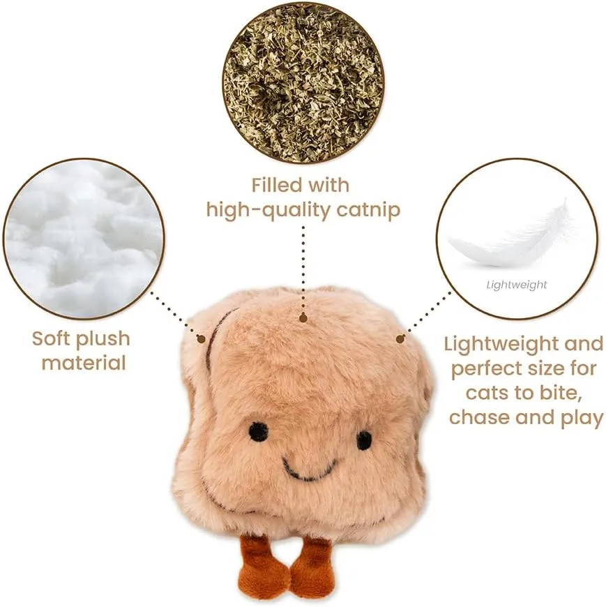 BLUE BAY Plush Interactive Toy with Catnip for Cats and Kittens | Chew, Bite, Boredom Relief (Cheddar Meow)
