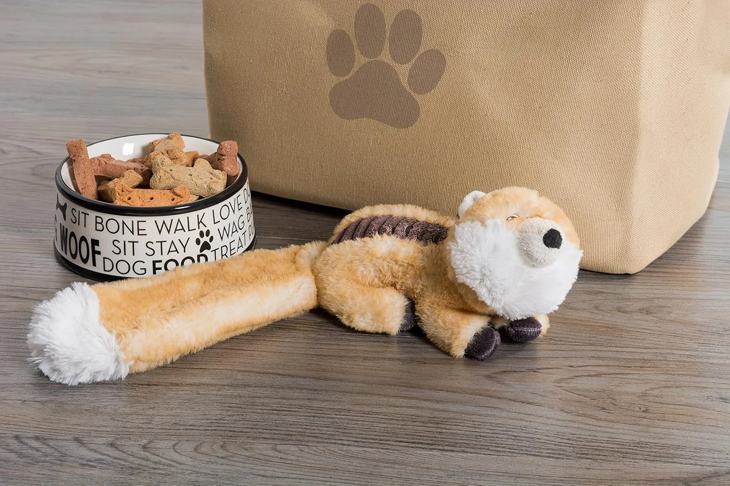 Bone Dry Squeaky Plush Pet Toy Collection, Plush, Beaver & Fox, 2, Piece