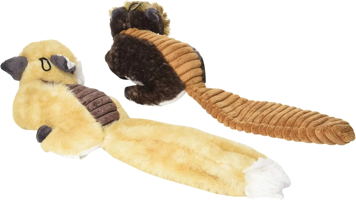 Bone Dry Squeaky Plush Pet Toy Collection, Plush, Beaver & Fox, 2, Piece