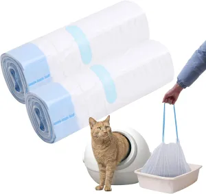 Cat Litter Box Liners, 20 Pack, Rectangular, Unscented, Low Density Polyethylene, Drawstring, Heavy-Duty, Leak-Proof, Robot 3 and 4 Compatible