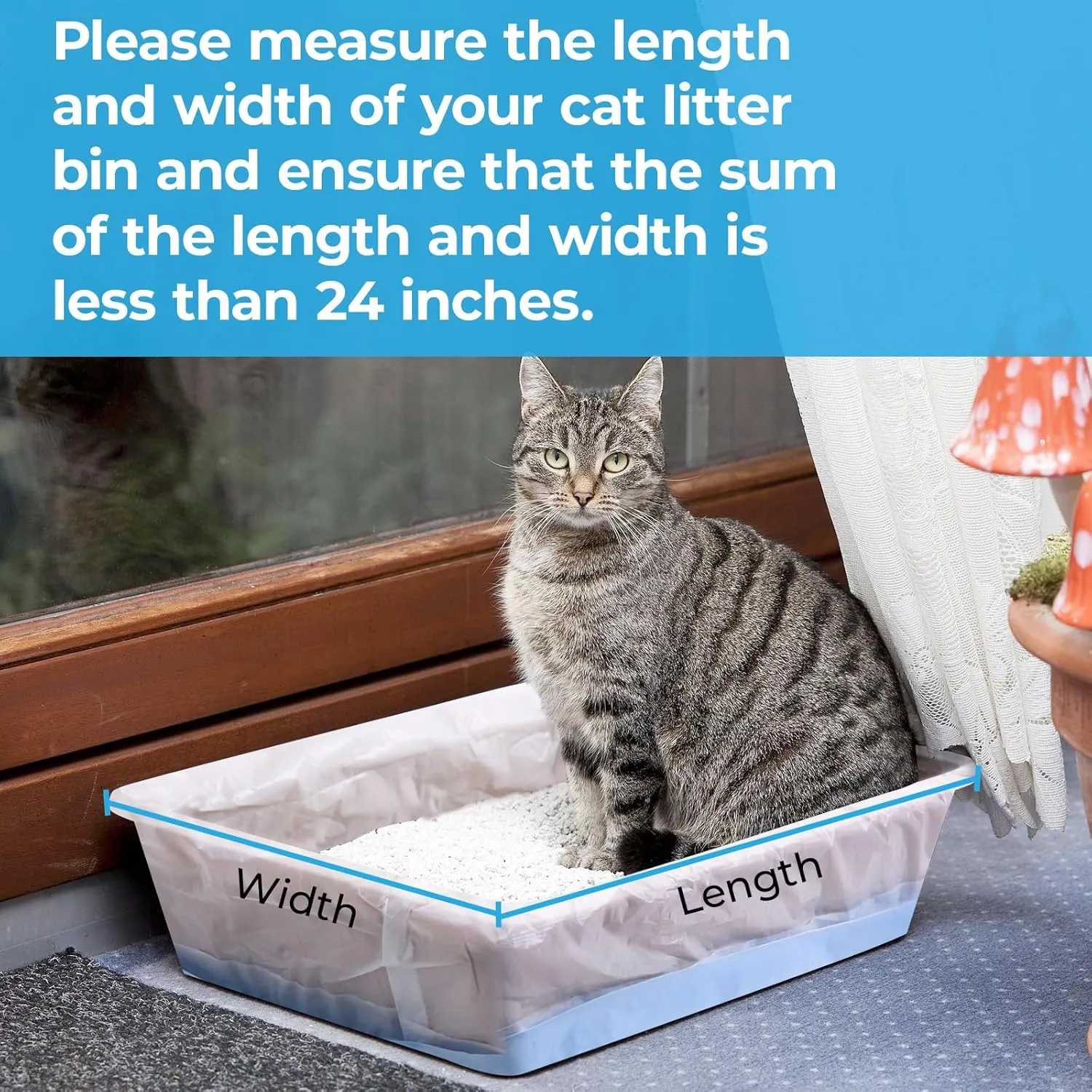 Cat Litter Box Liners, 20 Pack, Rectangular, Unscented, Low Density Polyethylene, Drawstring, Heavy-Duty, Leak-Proof, Robot 3 and 4 Compatible