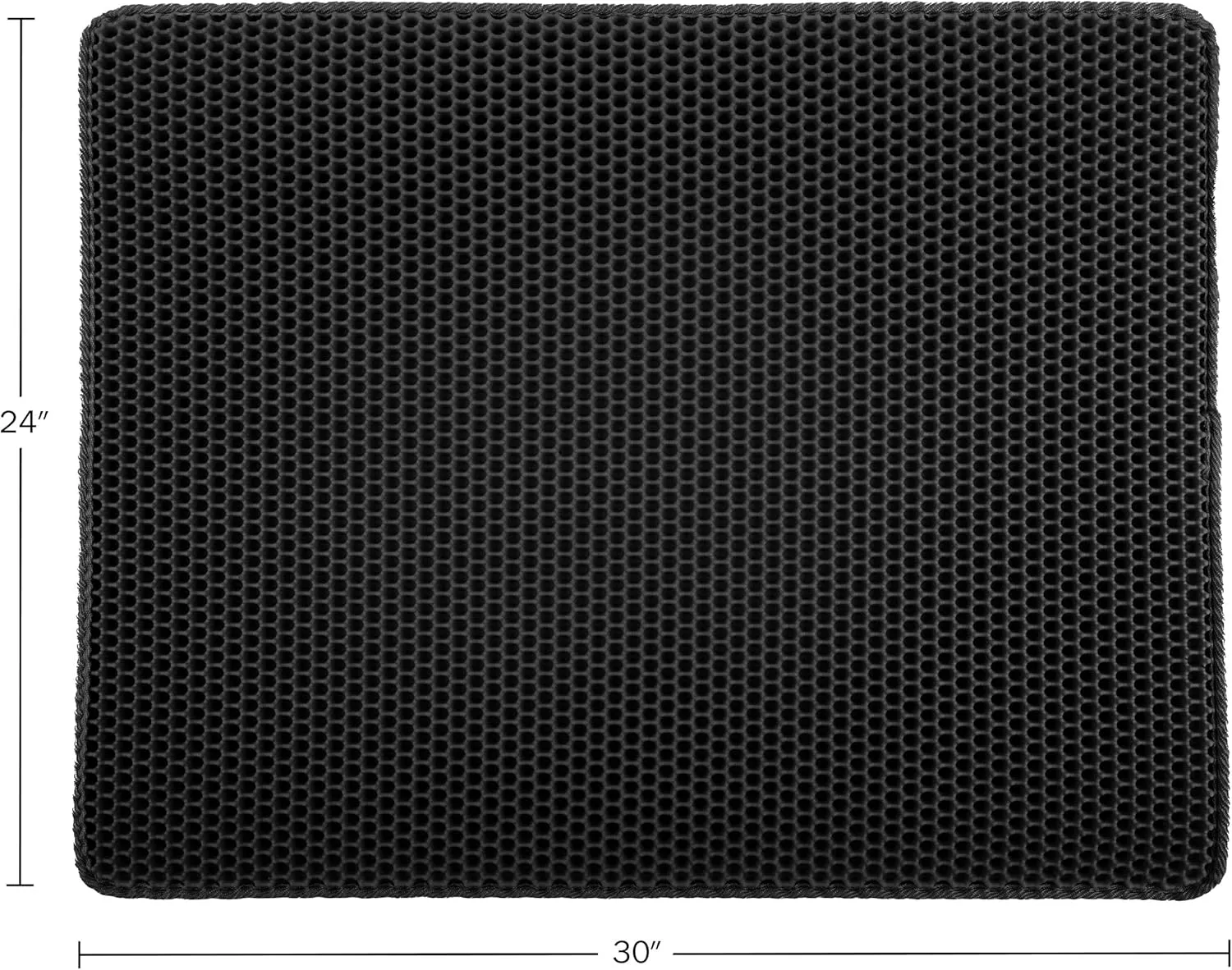 Cat Litter Mat - 30x24 Waterproof Litter Box Mat with Dual-Layer Honeycomb Design for Trapping Litter - Slip-Resistant Cat Mat by PETMAKER (Black)