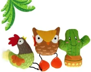 Chicken & Cactus & OWL Catnip Toy Sets for Cats & Kittens, Fun & Stimulating - Multiple Colors & Styles (Animal Print)