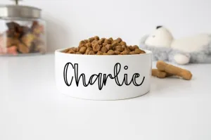 Custom Pet Food Bowl Ceramic 6" or 7" White