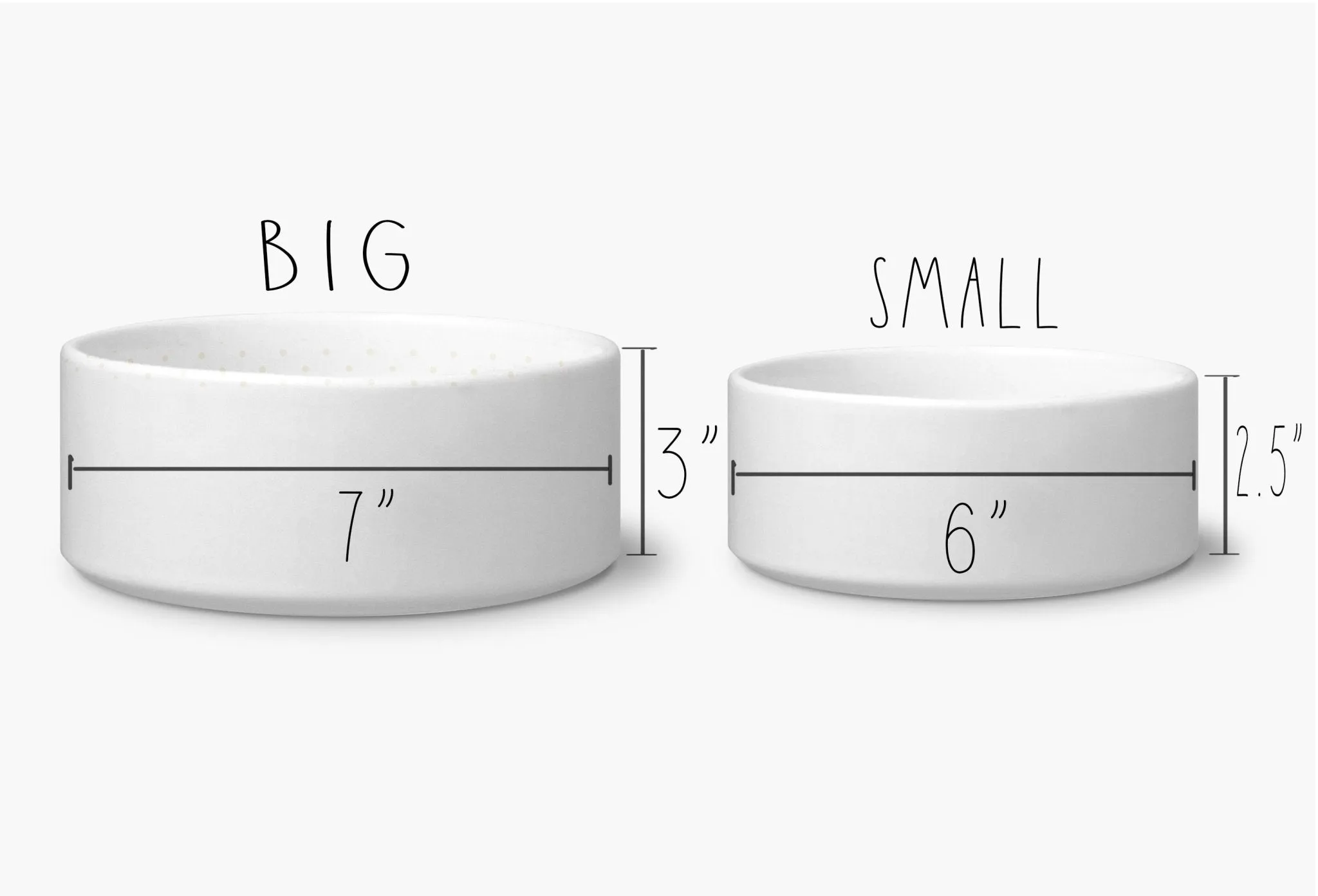 Custom Pet Food Bowl Ceramic 6" or 7" White