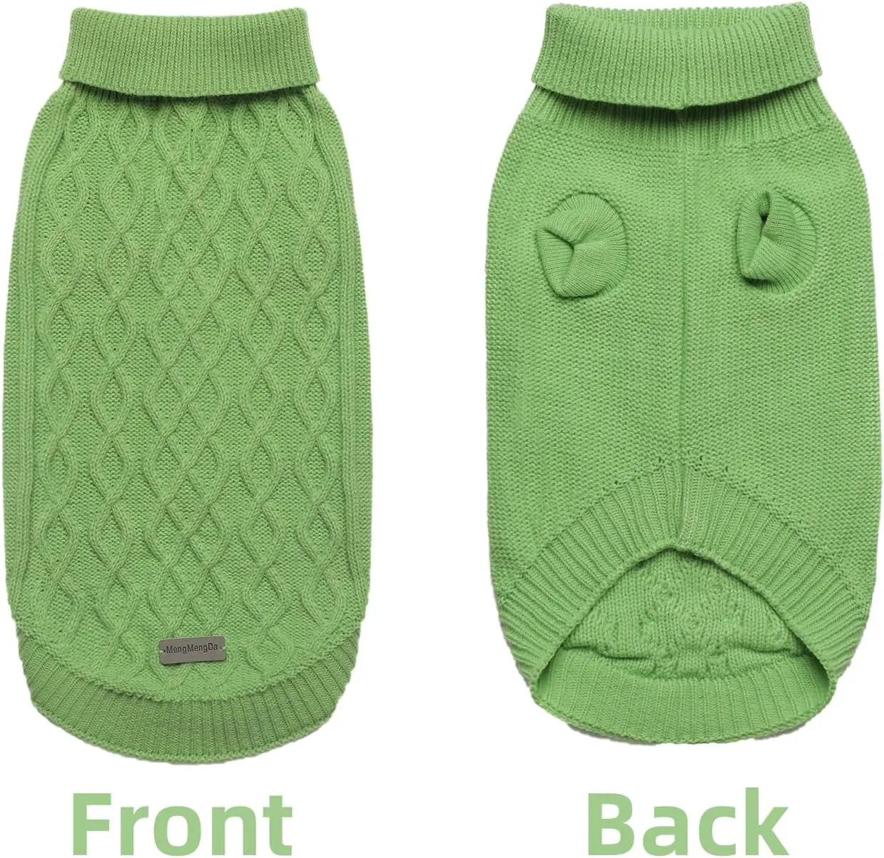 Dog Pullover Sweater, Cold Weather Cable Knitwear, Warm Clothes for Chihuahua, Bulldog, Dachshund, Pug, Yorkie,Dog Outfits for Small Dogs Medium Dogs (Green XS)