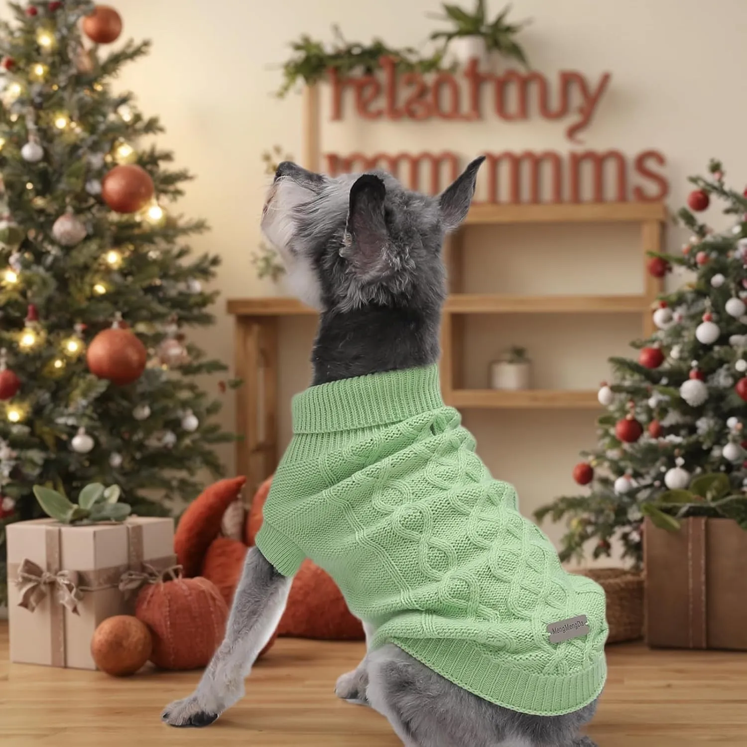 Dog Pullover Sweater, Cold Weather Cable Knitwear, Warm Clothes for Chihuahua, Bulldog, Dachshund, Pug, Yorkie,Dog Outfits for Small Dogs Medium Dogs (Green XS)