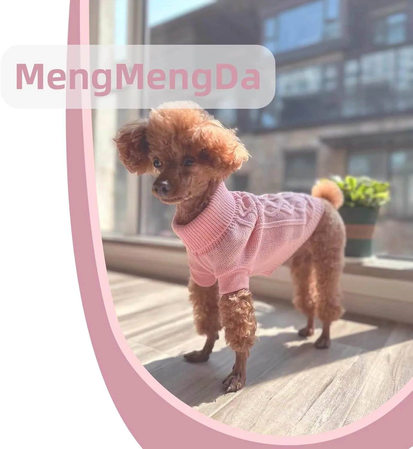 Dog Pullover Sweater, Cold Weather Cable Knitwear, Warm Clothes for Chihuahua, Bulldog, Dachshund, Pug, Yorkie,Dog Outfits for Small Dogs (Pink XS)