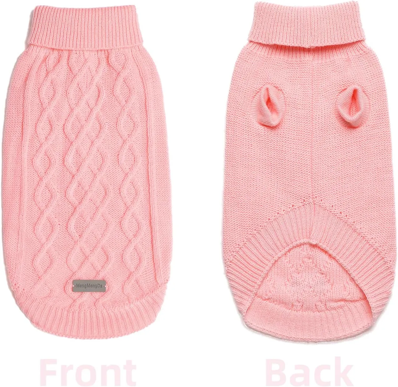 Dog Pullover Sweater, Cold Weather Cable Knitwear, Warm Clothes for Chihuahua, Bulldog, Dachshund, Pug, Yorkie,Dog Outfits for Small Dogs (Pink XS)