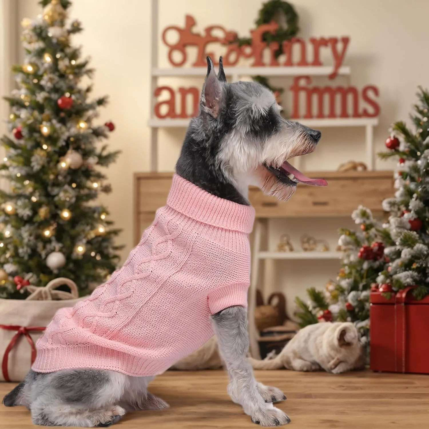 Dog Pullover Sweater, Cold Weather Cable Knitwear, Warm Clothes for Chihuahua, Bulldog, Dachshund, Pug, Yorkie,Dog Outfits for Small Dogs (Pink XS)
