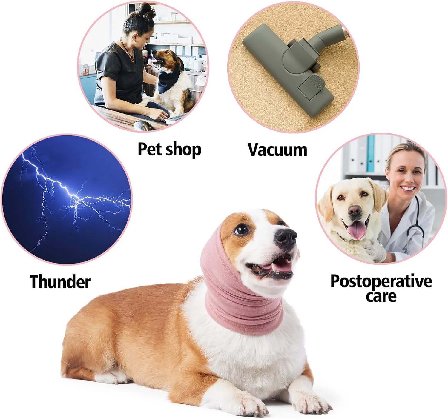 Dog Winter Hats Ear and Neck Warmer Dog Scarf Headband for Dogs Noise Protection,Pink M