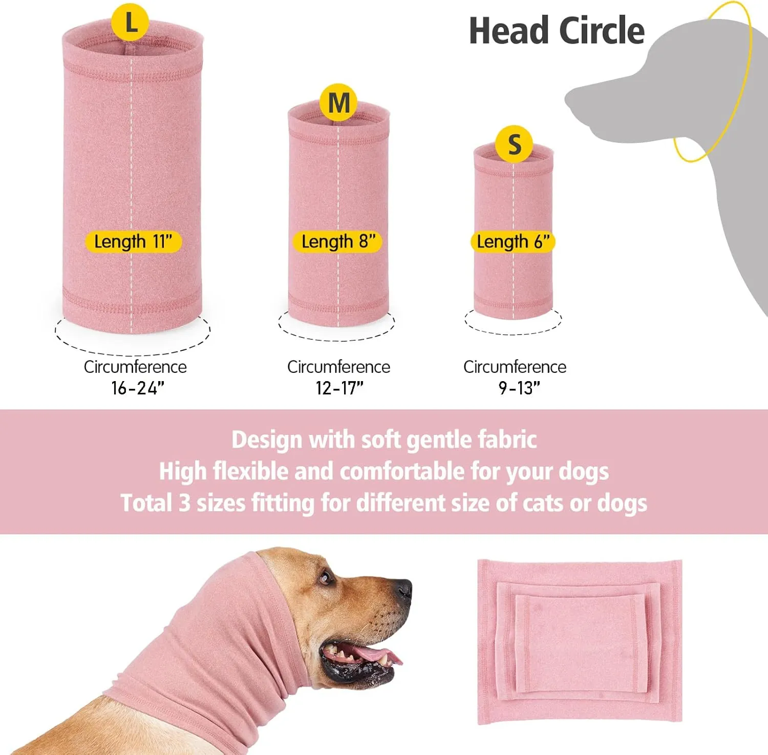 Dog Winter Hats Ear and Neck Warmer Dog Scarf Headband for Dogs Noise Protection,Pink M