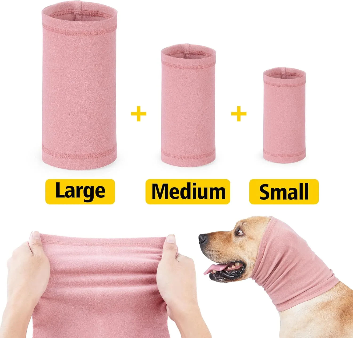 Dog Winter Hats Ear and Neck Warmer Dog Scarf Headband for Dogs Noise Protection,Pink M