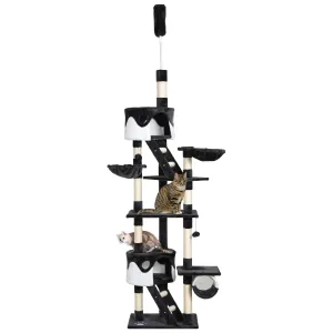 Floor-to-Ceiling Cat Tree for Indoor Cats, 240-260cm Adjustable Cat Tree - White