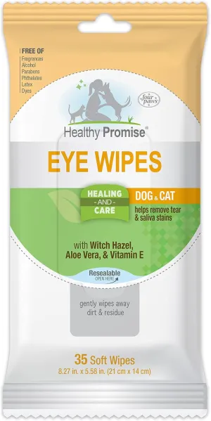 Four Paws Healthy Promise Grooming Pet Eye Cleaning Wipes for Dogs & Cats, 35 Count