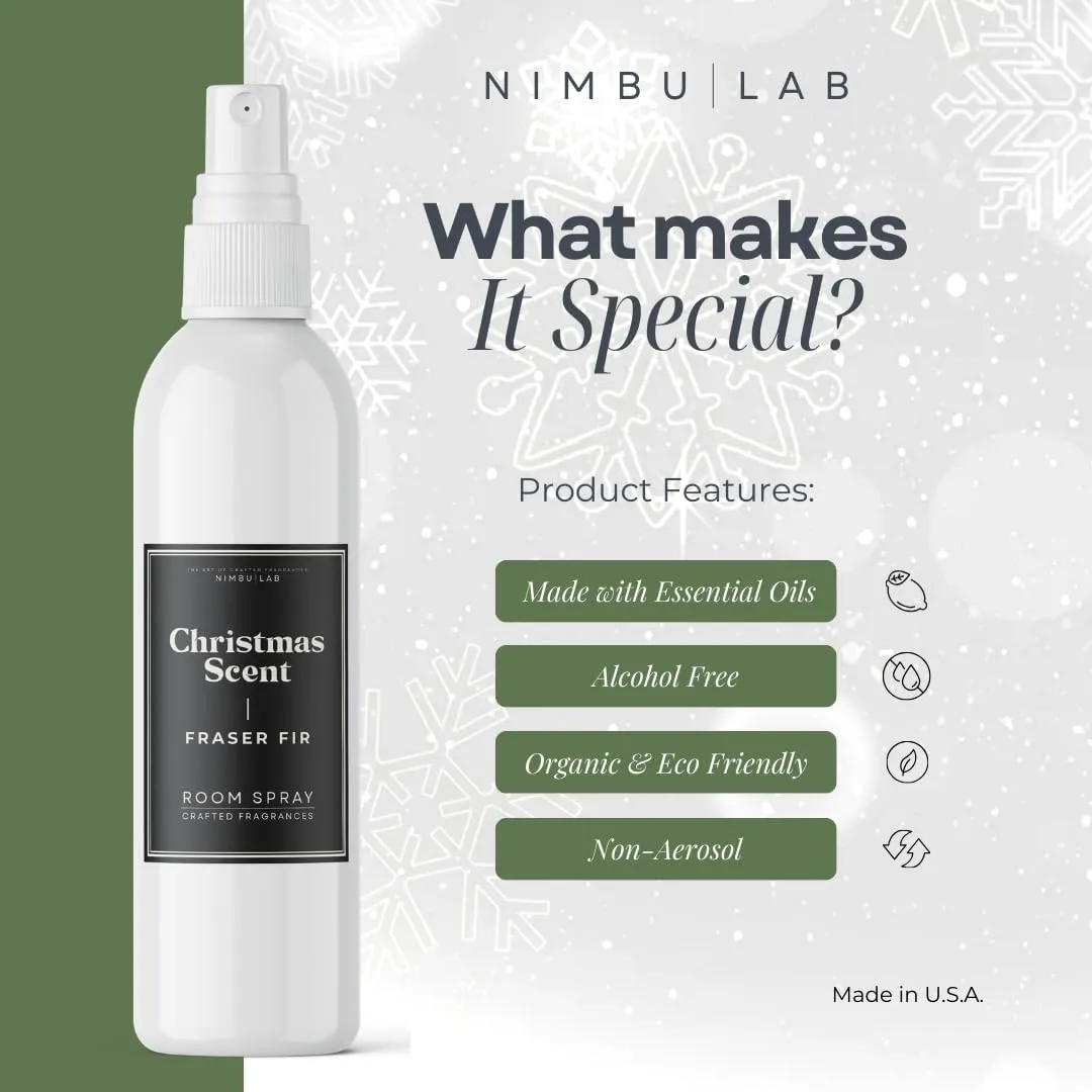 Fraser Fir Tree Scent Room Spray  Long-Lasting Natural Air Freshener | Linen & Fabric Spray for Home | Traditional Fresh Pine Scent | Eco-Friendly | Fresh-Cut Tree | 8oz by Nimbu Lab