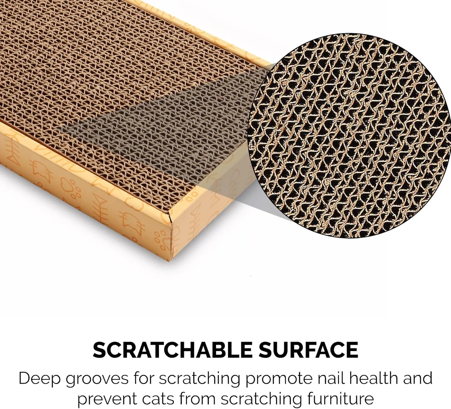 Furhaven Scratching Board w/ Catnip for Indoor Cats, Reversible - Classic Corrugated Cat Scratcher Pad - Yellow, Small