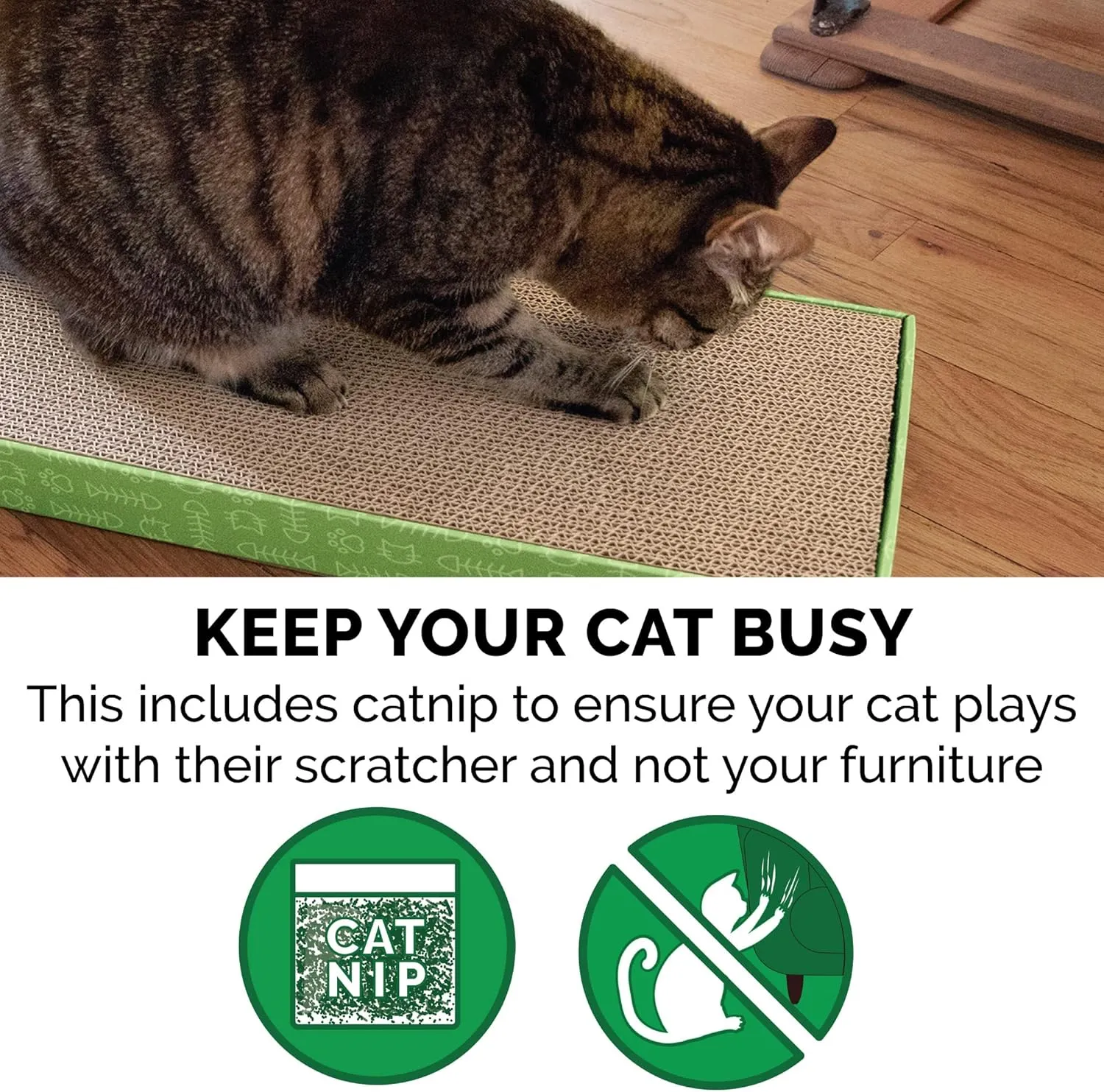 Furhaven Scratching Board w/ Catnip for Indoor Cats, Reversible - Classic Corrugated Cat Scratcher Pad - Yellow, Small