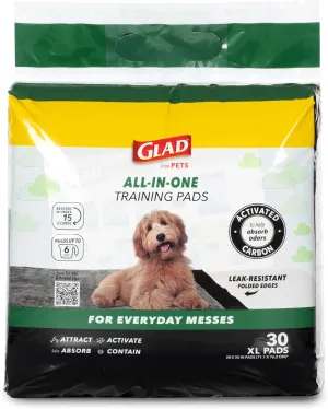 Glad for Pets Extra Large Charcoal Dog Training Pads - Absorbent Disposable Pee Pads for Dogs, Cats & Puppies - Jumbo-Size Potty Pads that Neutralize Urine Instantly - 30 Count Pet Supplies