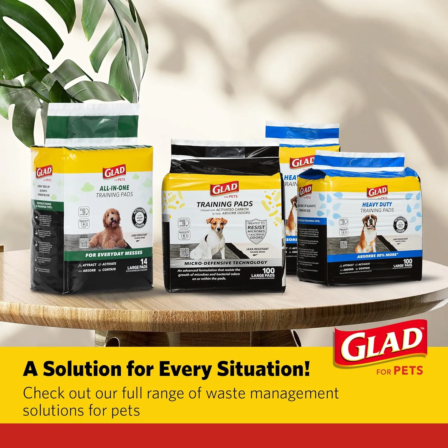 Glad for Pets Extra Large Charcoal Dog Training Pads - Absorbent Disposable Pee Pads for Dogs, Cats & Puppies - Jumbo-Size Potty Pads that Neutralize Urine Instantly - 30 Count Pet Supplies