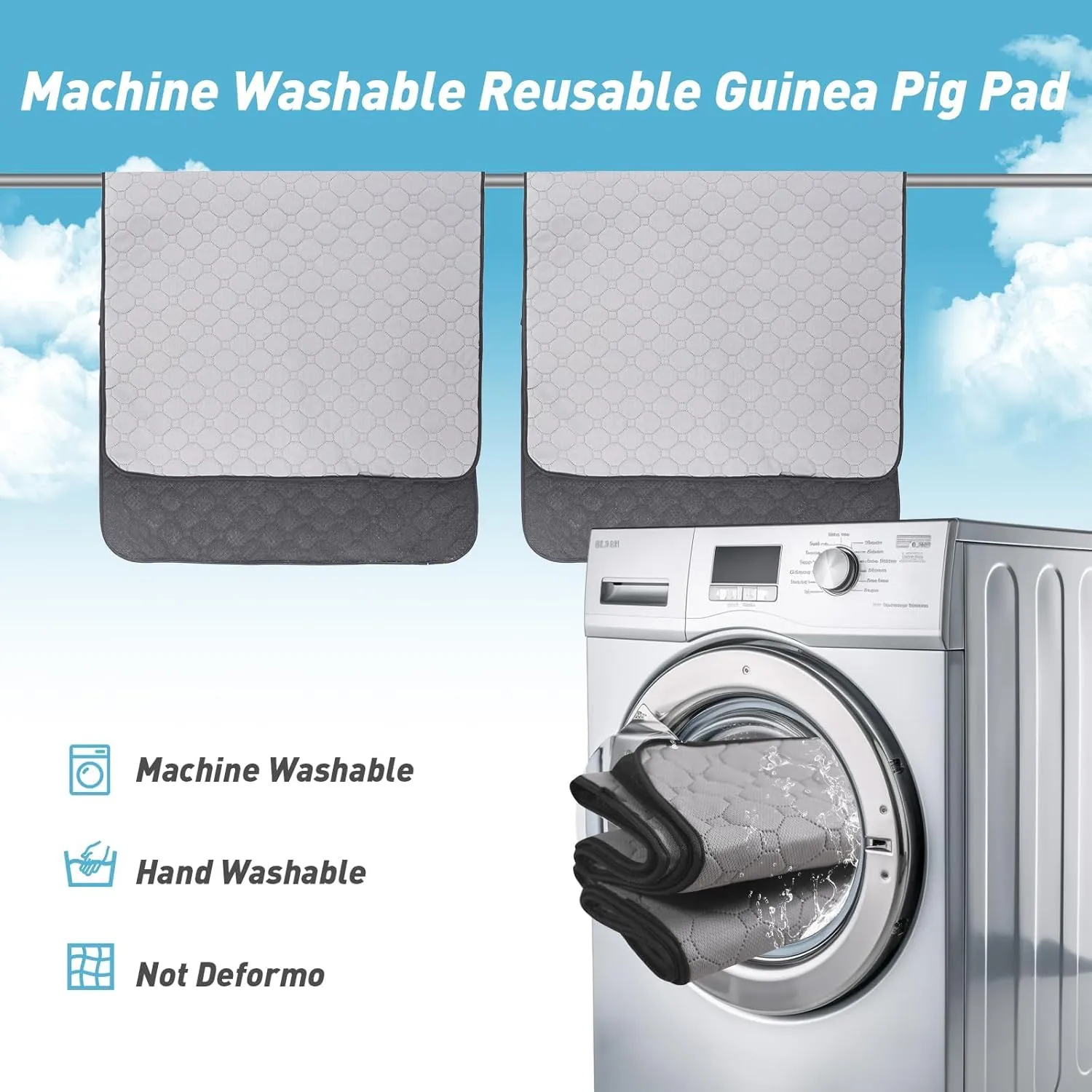 Guinea Pig Cage Liners, 2 Pack 36'' X 36'' Washable Guinea Pig Pee Pads, Non Slip Reusable Super Absorbent Guinea Pig Training Mat Bedding Fleece for Small Animals Hamster Rabbit Chinchilla Rat