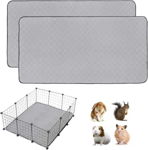 Guinea Pig Cage Liners, 2 Pack 36'' X 36'' Washable Guinea Pig Pee Pads, Non Slip Reusable Super Absorbent Guinea Pig Training Mat Bedding Fleece for Small Animals Hamster Rabbit Chinchilla Rat
