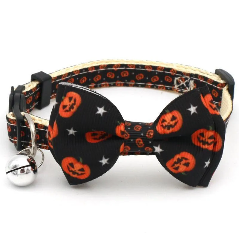 Halloween Adjustable Cat Collar With Bowtie Set