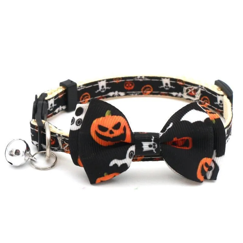 Halloween Adjustable Cat Collar With Bowtie Set