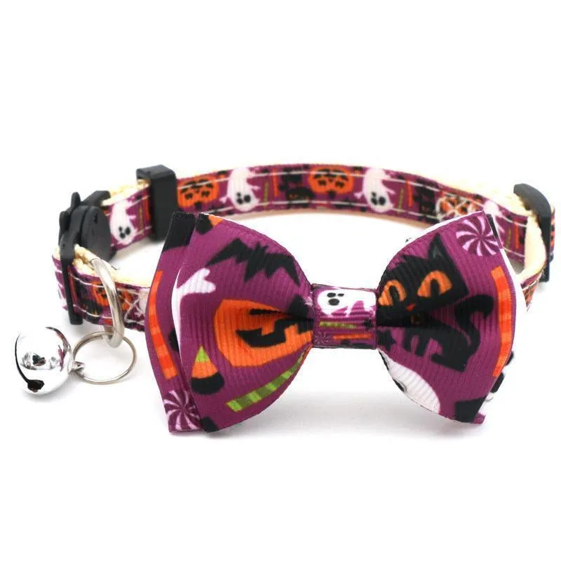 Halloween Adjustable Cat Collar With Bowtie Set