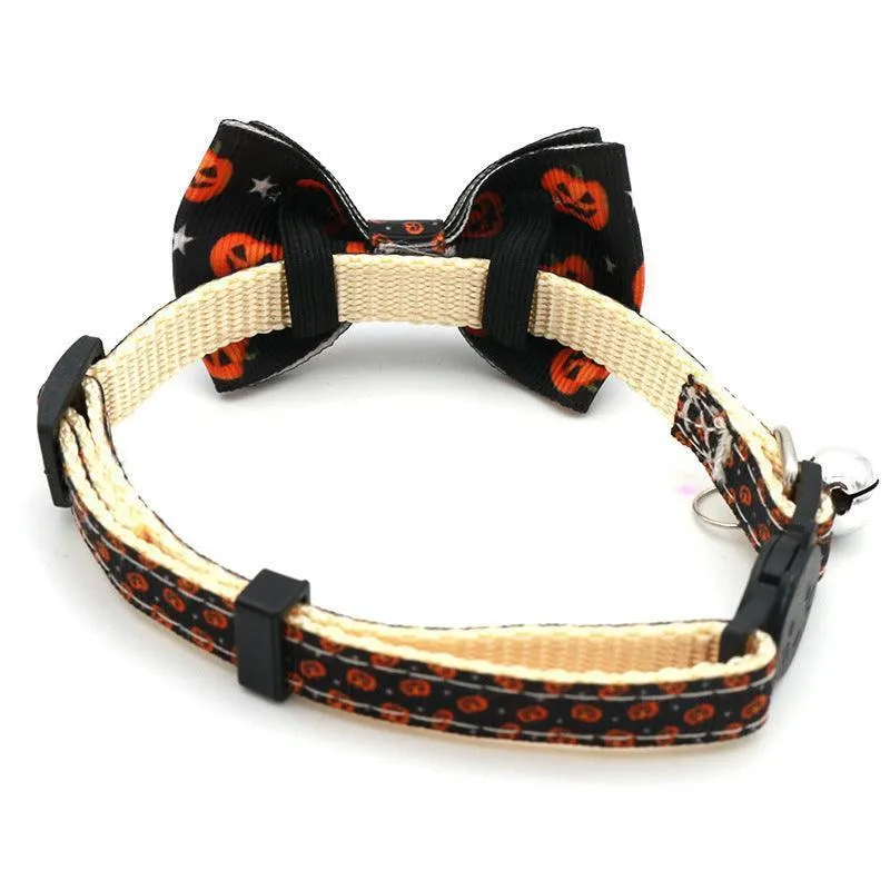 Halloween Adjustable Cat Collar With Bowtie Set