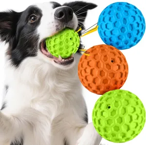havit Indestructible Squeaky Dog Balls for Aggressive Chewers, Interactive Dog Toys to Keep Them Busy, Rubber Dog Chew Toy for Large Medium Breeds, Outdoor Waterproof