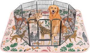 IEUUMLER Washable Pee Pads for Dogs, 1 Pack Forest Pattern Reusable Waterproof Puppy Pads, Non-Slip Super Absorbent Dog Training Pad for Playpen Crate Bed EU013 Pink Jungle, 48x48