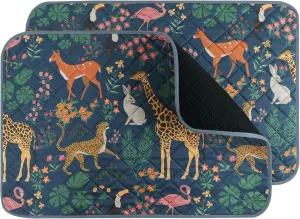 IEUUMLER Washable Pee Pads for Dogs, 2 Pack Forest Pattern Reusable Waterproof Puppy Pads, Non-Slip Super Absorbent Dog Training Pad for Playpen Crate Bed EU013 Navy Blue Jungle, 30x20
