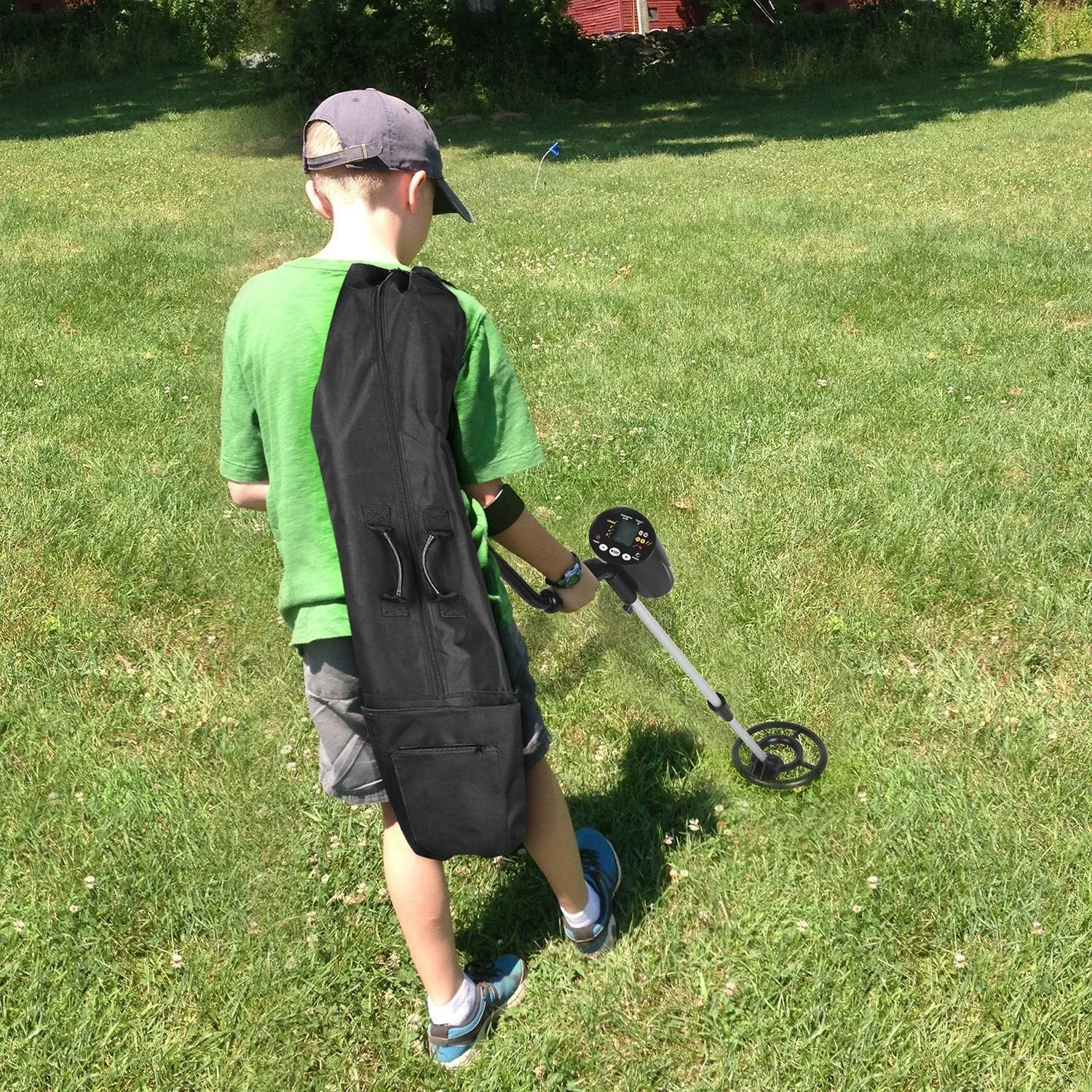 INTEY Metal Detector with LCD Showing Detecting Depth and High-accuracy Discrimination in Oxford Carry Bag (With Multi-function folding shovel)